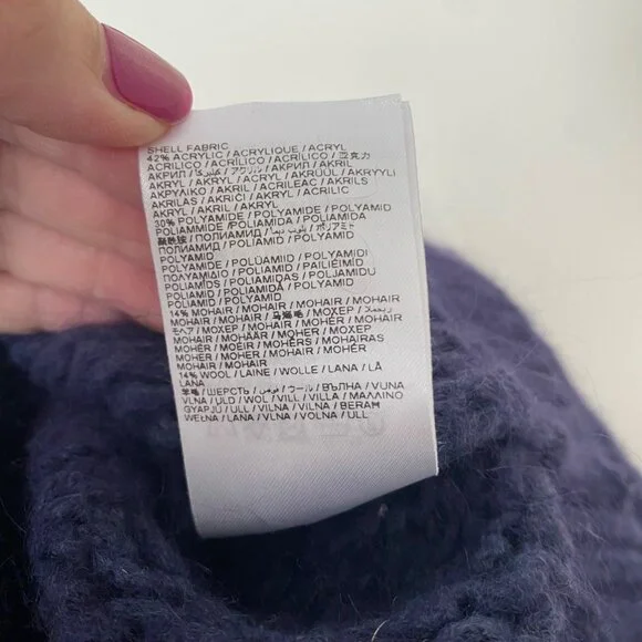 Farm Rio Cable Knit Sweater Wool Blend Blue - Picture 12 of 13